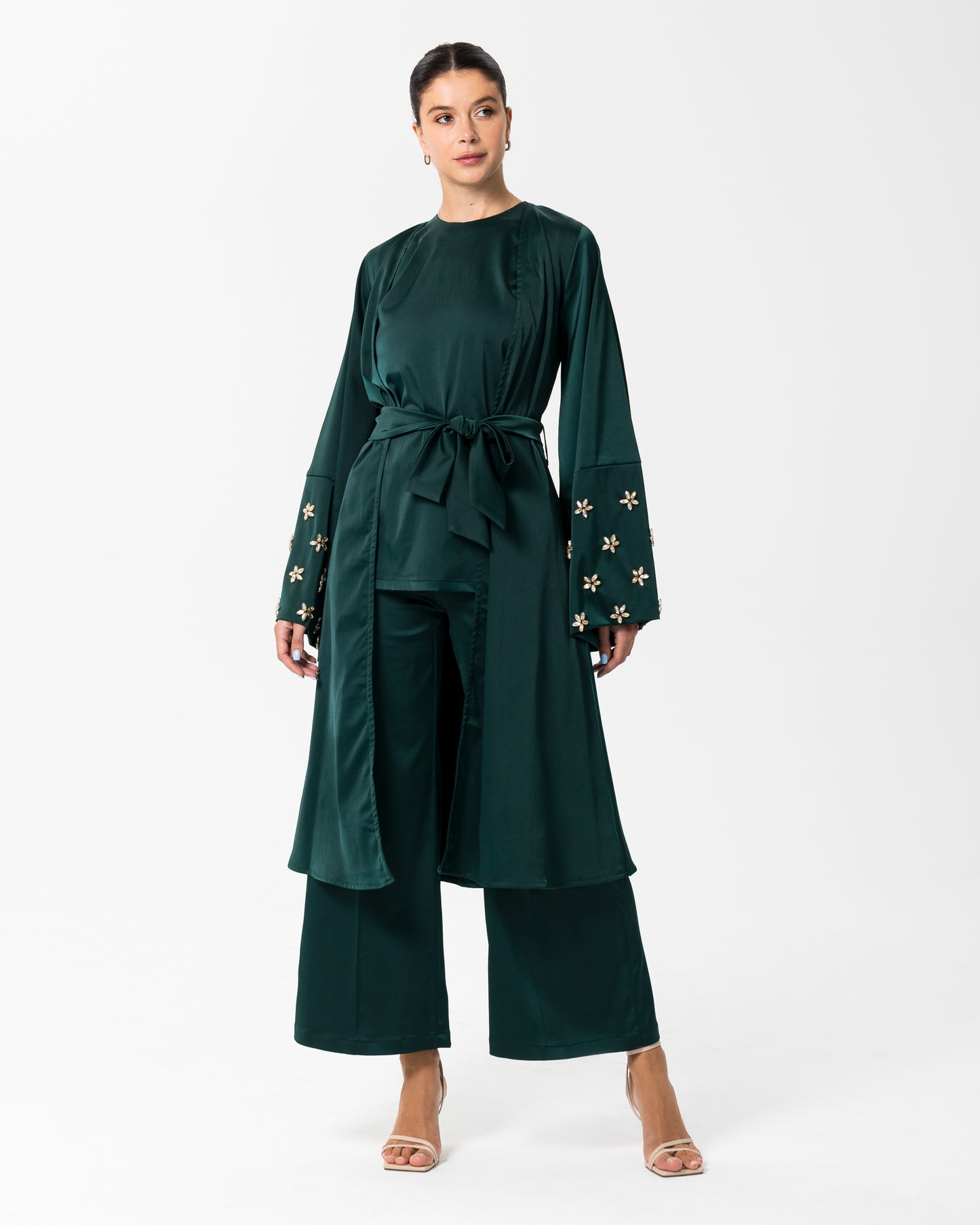 Zynah Sequined 3 piece Co Ord Emerald Green